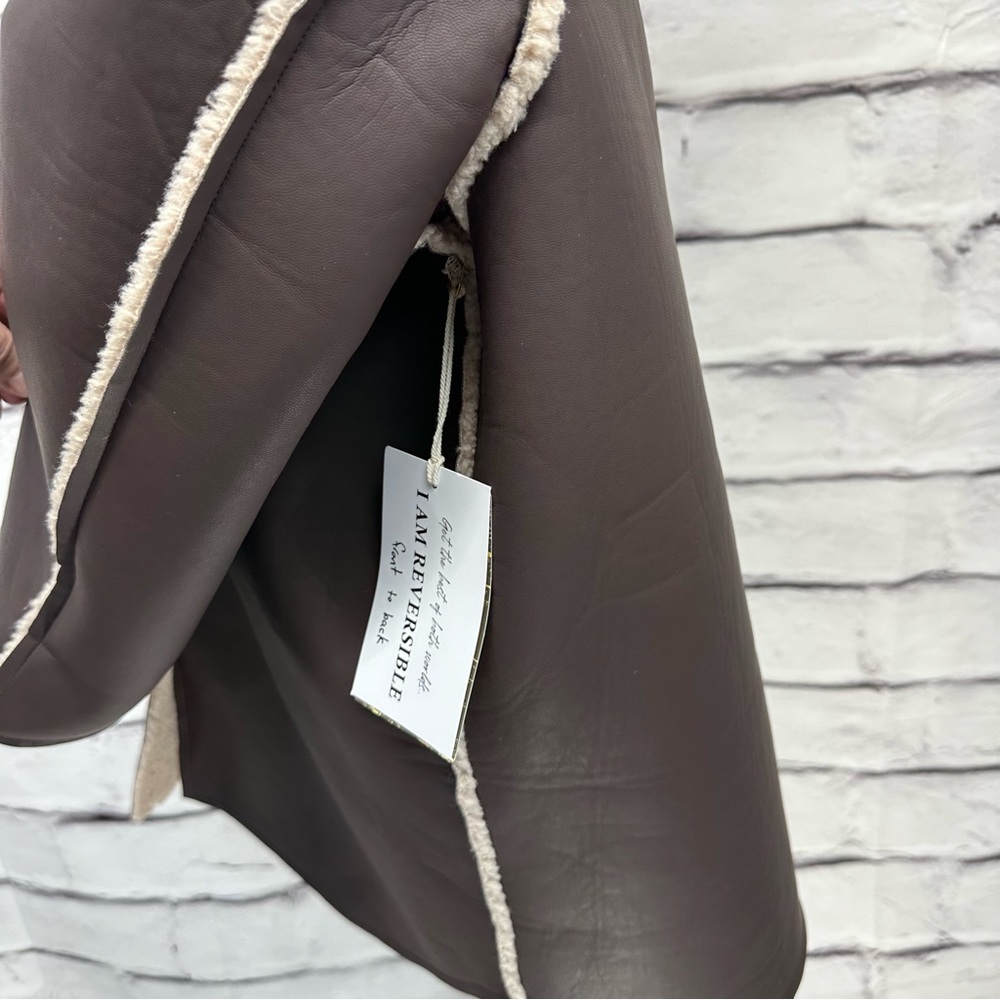 Vintage Havana Suede Leather Faux Shearling Coat Jacket Reversible Brown… - Picture 7 of 14